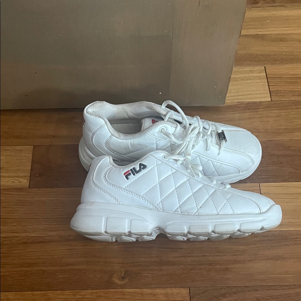 Fila White Quilted Sneakers for Women - Picture 2 of 2